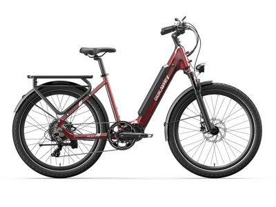Dukawey FUGL3.0 red low-step urban e-bike side view